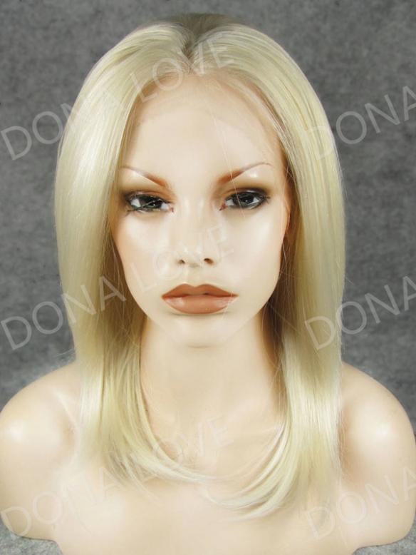 Light Blonde Shoulder Length Straight Synthetic Lace Front Wig Sny