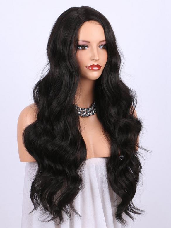 BLACK LONG WAVY SYNTHETIC LACE FRONT WIG SNY180 - SYNTHETIC WIGS ...