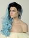 Black to Light Blue Wavy Long Lace Front Synthetic Wig-DQ029