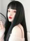 BLACK LONG STRAIGHT SYNTHETIC WEFTED CAP WIG LG243