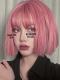 PINK SHORT BOB SYNTHETIC WEFTED CAP WIG LG314