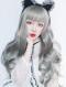 GRAY LONG WAVY SYNTHETIC WEFTED CAP WIG LG149