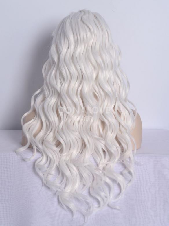 White Waist-Length Wavy Synthetic Lace Front Wig-SNY040 - SYNTHETIC ...