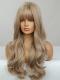 Blonde Long Wavy Wefted Synthetic Wig with Bangs LG965
