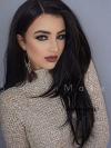 Off Black Waist-length Straight Synthetic Lace Wig-SNY019
