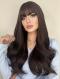 Dark Brown Wavy Synthetic Wig with Bangs LG958