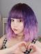 2019 NEW PURPLE TO PINK BOB WAVY SYNTHETIC WEFTED CAP WIG LG047