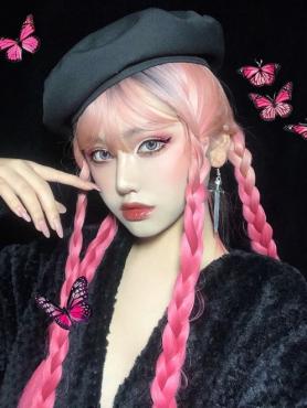 GORGEOUS PINK GRADIENT LONG SYNTHETIC WEFTED CAP WIG LG902