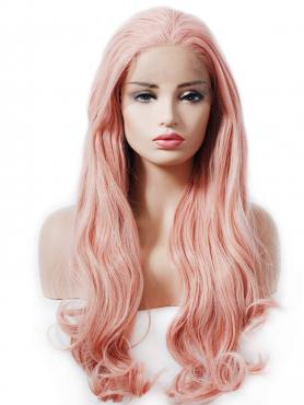 ROSE PINK LONG WAVY SYNTHETIC LACE WIG SNY192