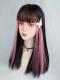 Black Highlight Pink Medium Length Straight Synthetic Lace Front Lolita Wig LG570