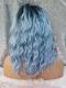 BLUE OMBRE SHOULDER LENGTH CURLY SYNTHETIC LACE FRONT WIG SNY310