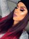 Red Ombre Waist-length Straight Synthetic Lace Wig-SNY022