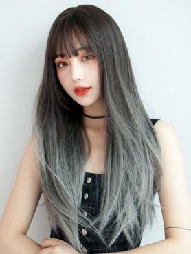 GORGEOUS GRAY GRADIENT LONG STRAIGHT SYNTHETIC WEFTED CAP WIG LG890