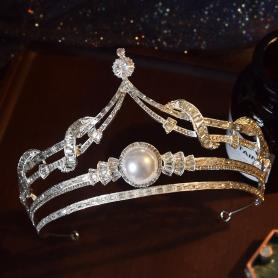 Bright Pearl Bridal Crown AC080