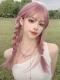 Pink Rattan Long Straight Synthetic Wefted Cap Wig LG586