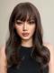 Brown Color Wavy Wefted Synthetic Wig with Bangs LG964