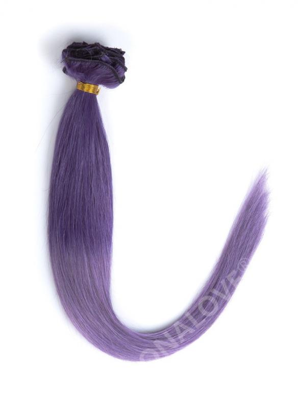 Purple to lavender ombre indian remy clip in hair extensions CD001