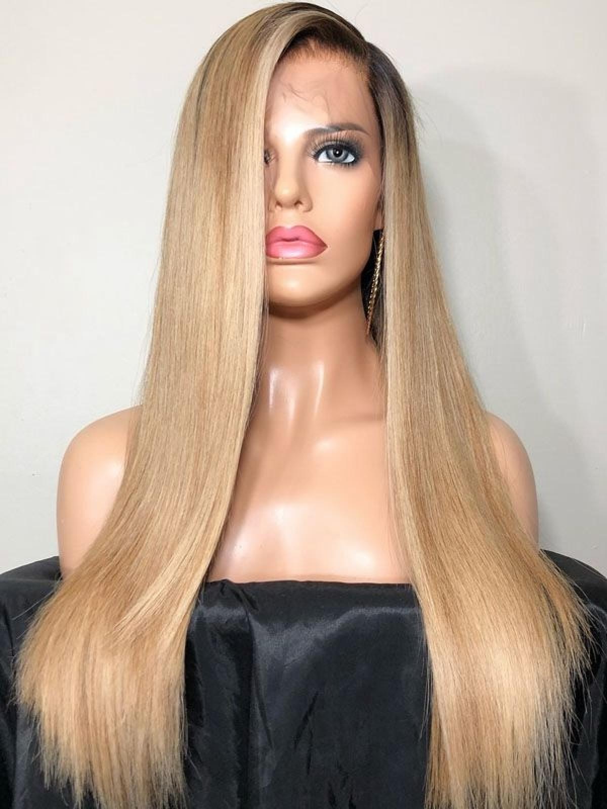 New Blonde Waist Length Full Lace Human Hair Wig N006 Human Hair