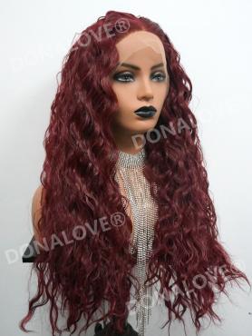 Reddish Brown CURLY WAIST LENGTH SYNTHETIC LACE FRONT WIG-SNY159