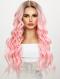 Black to Pink Long Wavy Lace Front Synthetic Wig SNY391