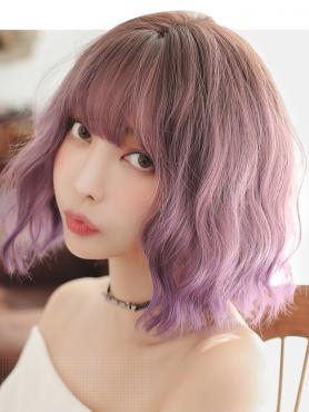 NEW BROWN TO PURPLE WAVY SYNTHETIC WEFTED CAP WIG LG065