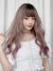 GRADIENT GRAY PINK LONG WAVY SYNTHETIC WEFTED CAP WIG LG302