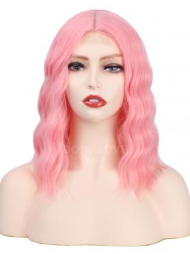 PINK SHOULDER LENGTH WAVY MIDDLE PART LACE WIG MPL006