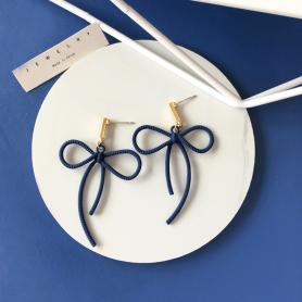 One Pair of Blue Bow Earrings A087