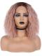 Black to Peach Bob Curly Synthetic Lace Front Wig SNY163