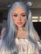 DUSTY BLUE LONG SMOOTH SYNTHETIC LACE FRONT WIG SNY033