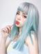 SILVER TO GREEN SYNTHETIC WEFTED CAP WIG LG184