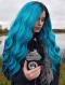 Instragram Star Laurencalaway Black to Blue Human hair Full Lace wig Lauren002
