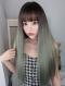 New Chocolate Brown Ombre Matcha Gray Long Straight Capless Synthetic Wig LG021