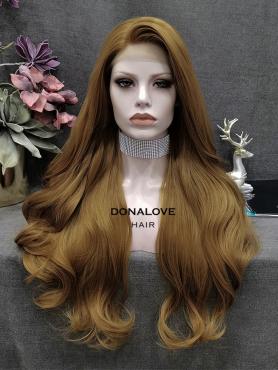 BROWN LONG WAVY SYNTHETIC LACE FRONT WIG SNY355