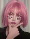 PINK SHORT BOB SYNTHETIC WEFTED CAP WIG LG314