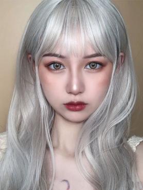GORGEOUS SILVER WHITE WAVY LONG SYNTHETIC WEFTED CAP WIG LG897