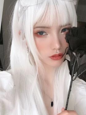 NEW WHITE STRAIGHT SYNTHETIC WEFTED CAP WIG LG880