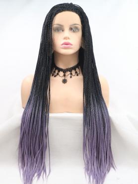 Black ombre Purple Twist Braided lace front synthetic Wig SNY379