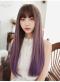 NEW BROWN TO PURPLE STRAIGHT SYNTHETIC WEFTED CAP WIG LG052