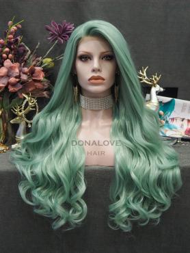 LIGHT GREEN LONG WAVY SYNTHETIC LACE FRONT WIG SNY331