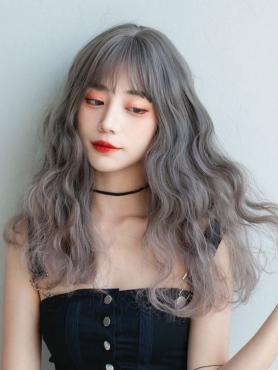 GORGEOUS GRAY CURLY LONG SYNTHETIC WEFTED CAP WIG LG851