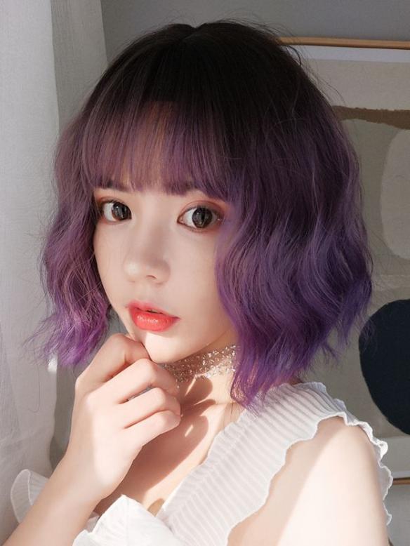 New Purple Ombre Wavy Synthetic Wefted Cap Wig Lg004 Synthetic Wigs Donalovehair 