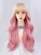 Blonde Gradient Pink Long Wavy Synthetic Wefted Cap Wig LG763