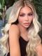 Ombre Blonde Wavy 150 Density Preplucked Full Lace Wigs Real Hair Wigs FLW038