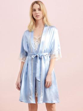 MELLIBLOSSY 100% Silk Two pieces Nightgown Set for Women MB001