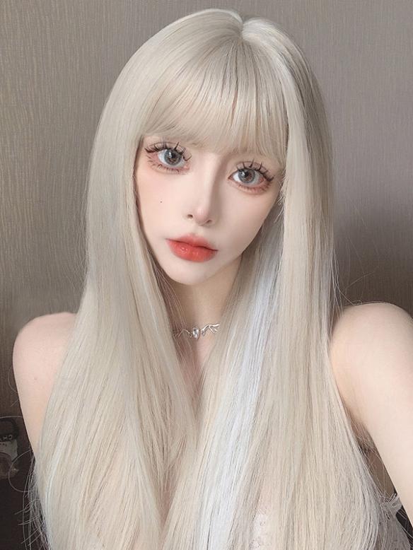 Off-White Long Straight Synthetic Lace Front Lolita Wig LG498 ...