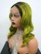 Black to Apple Green Wavy Shoulder Length Synthetic Lace Front Wig-SNY115