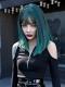 GRADIENT GREEN STRAIGHT SYNTHETIC WEFTED CAP WIG LG111