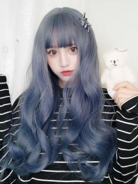 Magical Blue Long Wavy Synthetic Wefted Cap Wig LG018