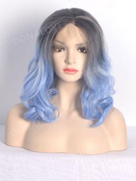 Black Ombre Blue Shoulder Length Wavy Lace Front Synthetic Wig SNY106